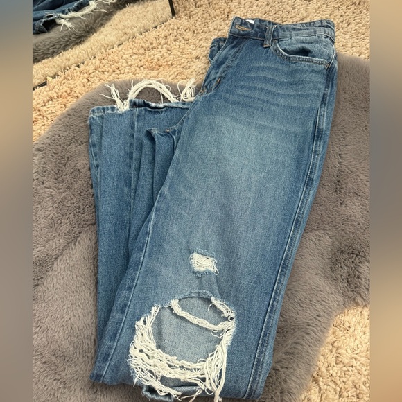 Flying Monkey Blue Distressed Flare Jeans - Picture 1 of 1